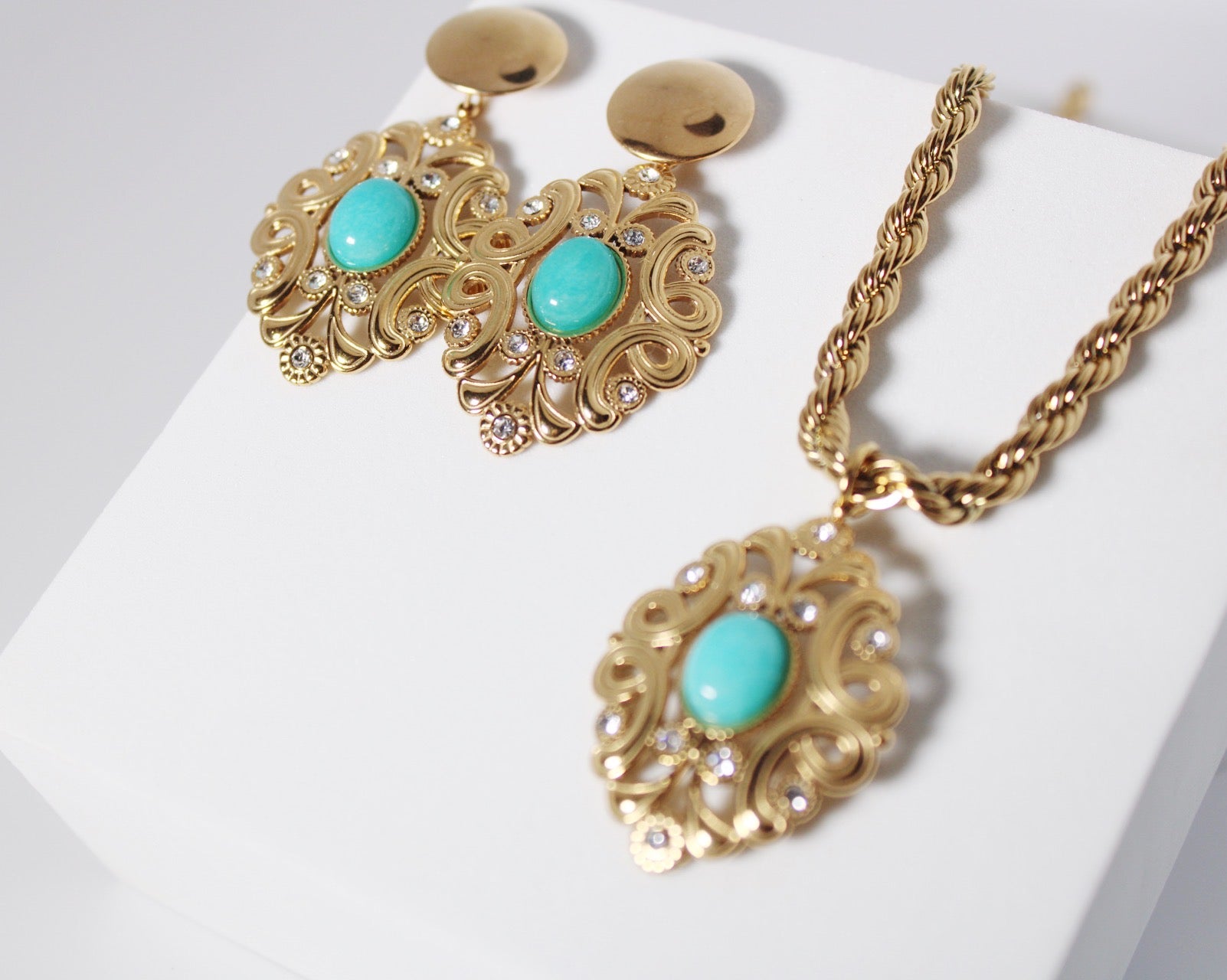 Parure perle verte