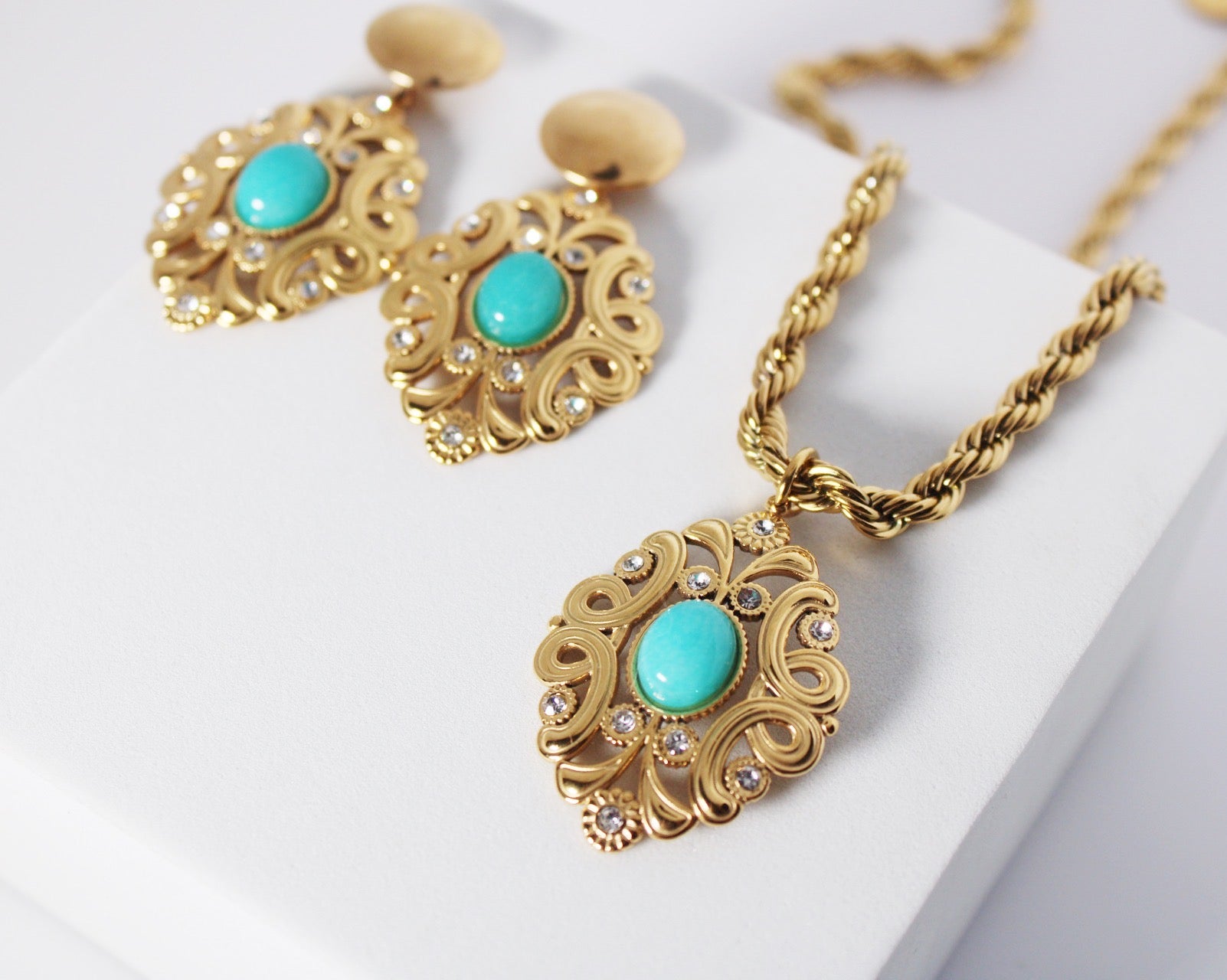 Parure perle verte